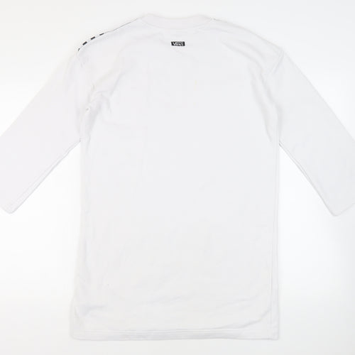 VANS Womens White Cotton Pullover Sweatshirt Size S Pullover - Logo