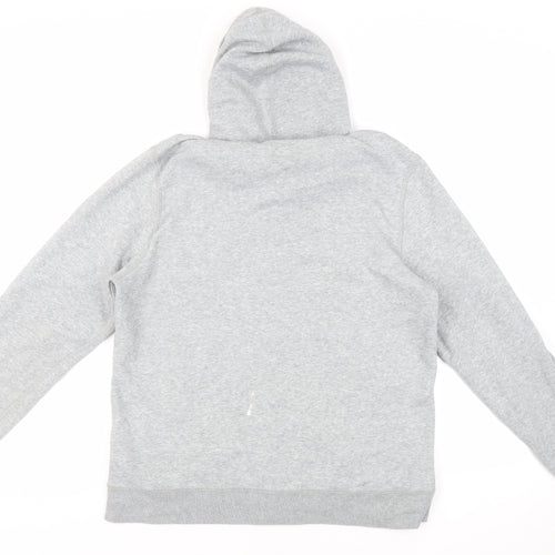 Converse Womens Grey Cotton Full Zip Hoodie Size 2XL Zip - Logo Pockets