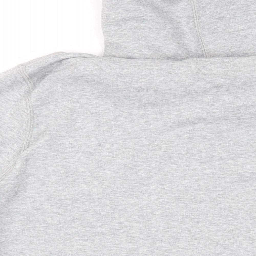 Converse Womens Grey Cotton Full Zip Hoodie Size 2XL Zip - Logo Pockets