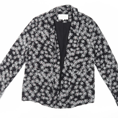 VILA Womens Black Floral Viscose Kimono Blouse Size 10 V-Neck - Open
