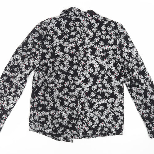 VILA Womens Black Floral Viscose Kimono Blouse Size 10 V-Neck - Open