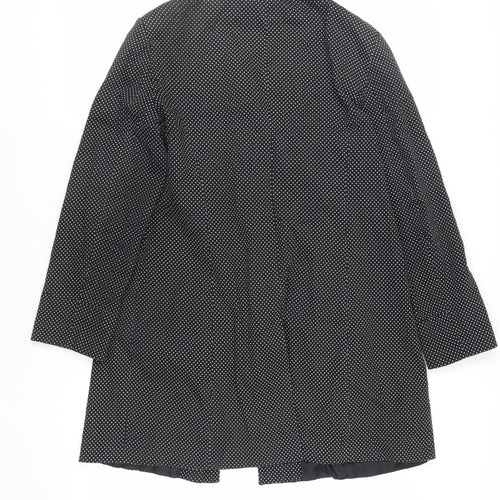 M&Co Womens Black Polka Dot Overcoat Coat Size 14 Button