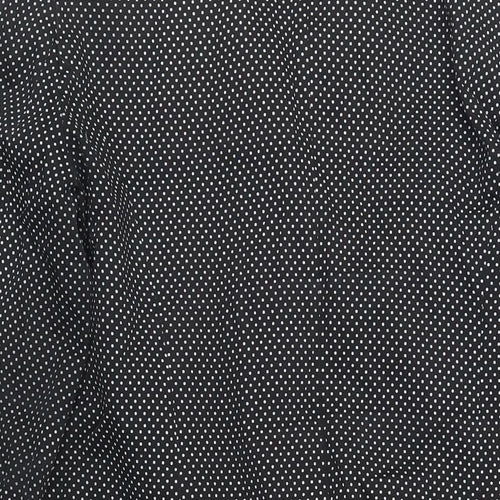 M&Co Womens Black Polka Dot Overcoat Coat Size 14 Button