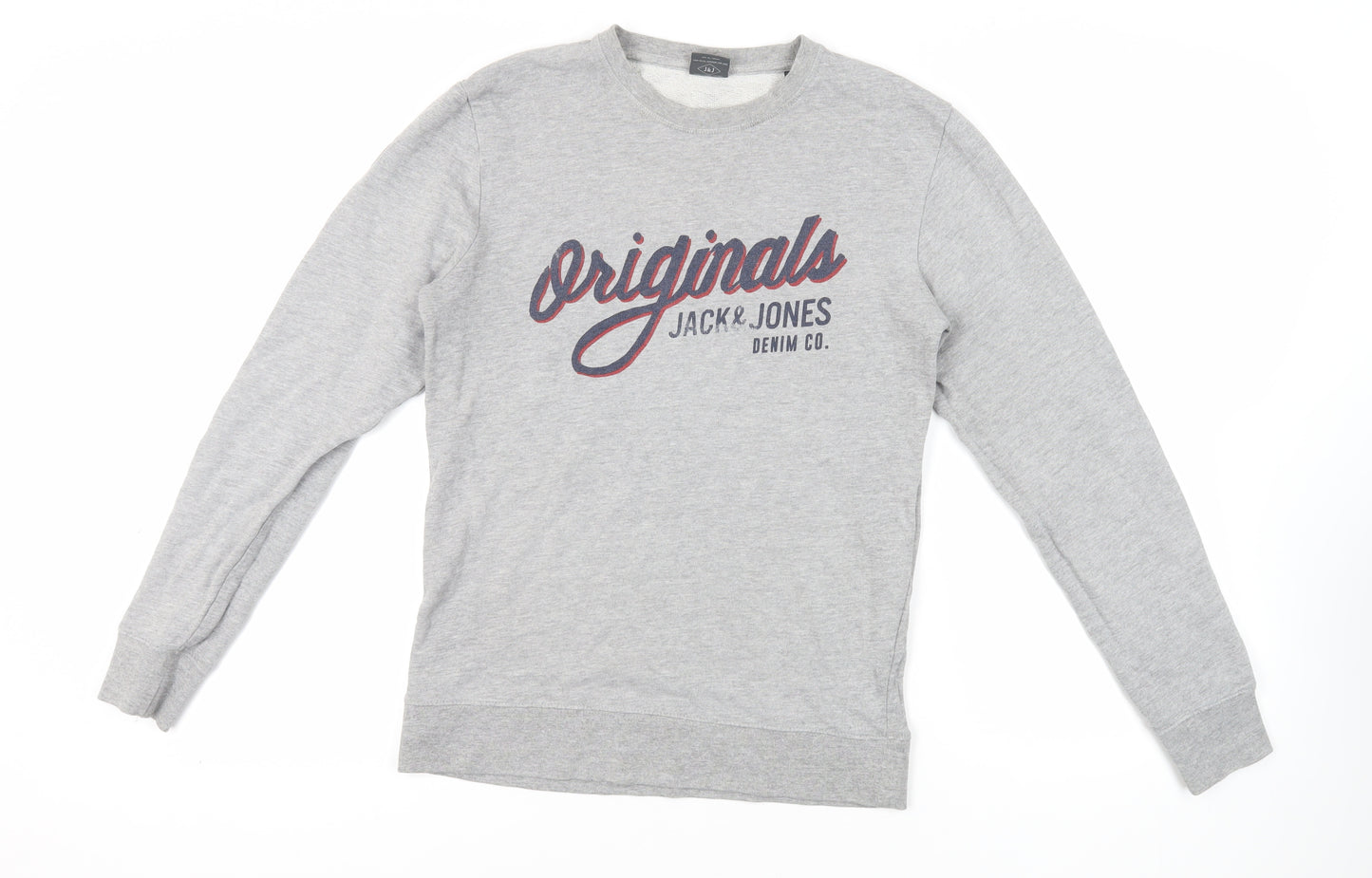 JACK & JONES Mens Grey Cotton Pullover Sweatshirt Size S - Logo