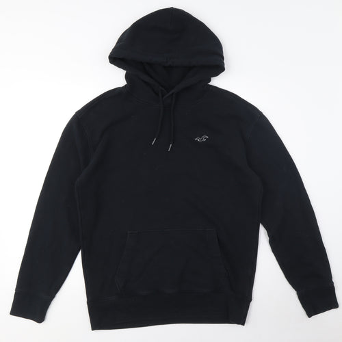 Hollister Men’s Black Hoodie Pullover Logo Size L