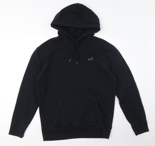 Hollister Men’s Black Hoodie Pullover Logo Size L