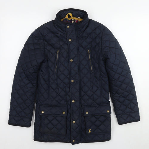 Joules Girls Blue Quilted Coat Size 11-12 Years Zip