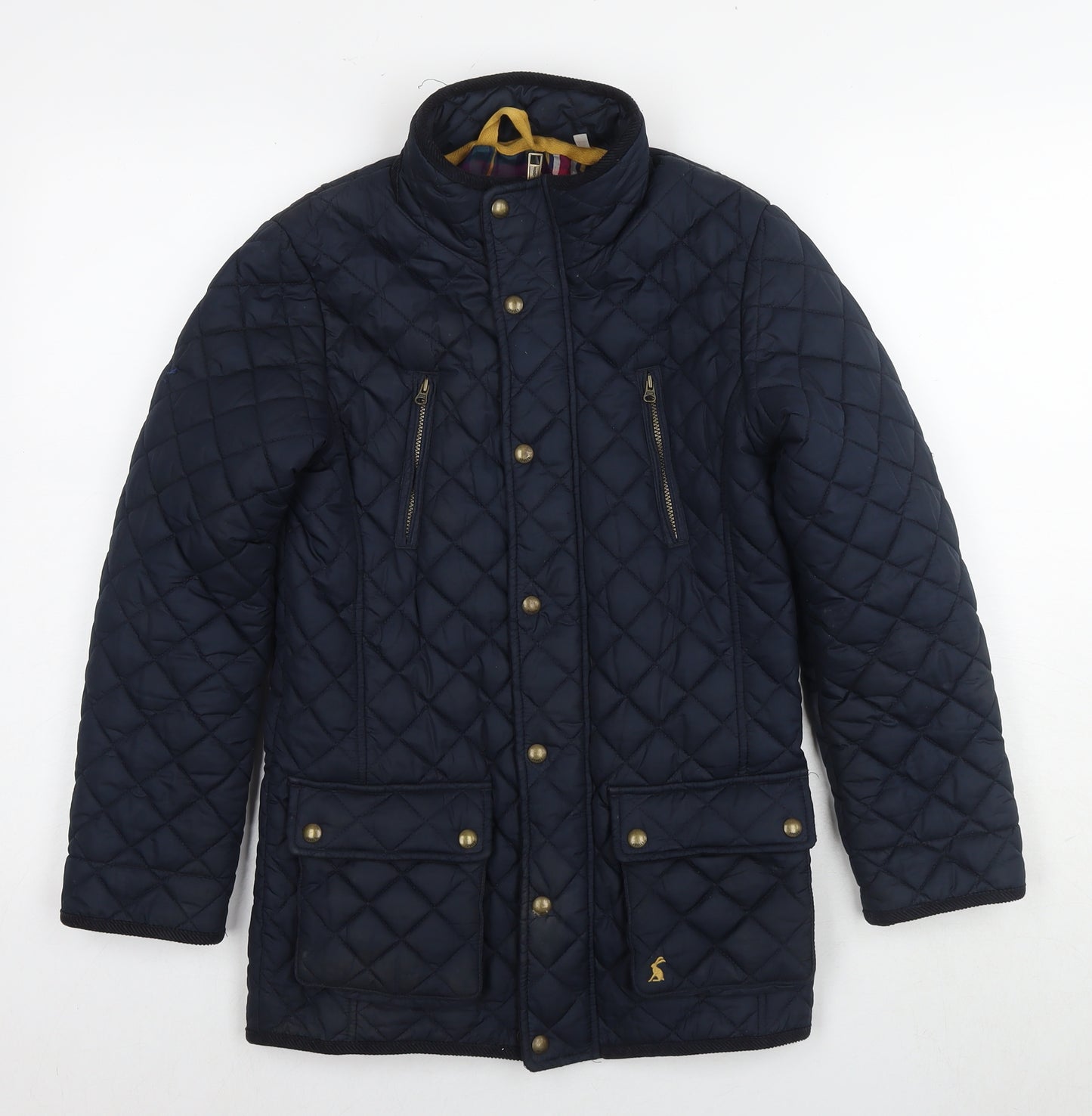 Joules Girls Blue Quilted Coat Size 11-12 Years Zip