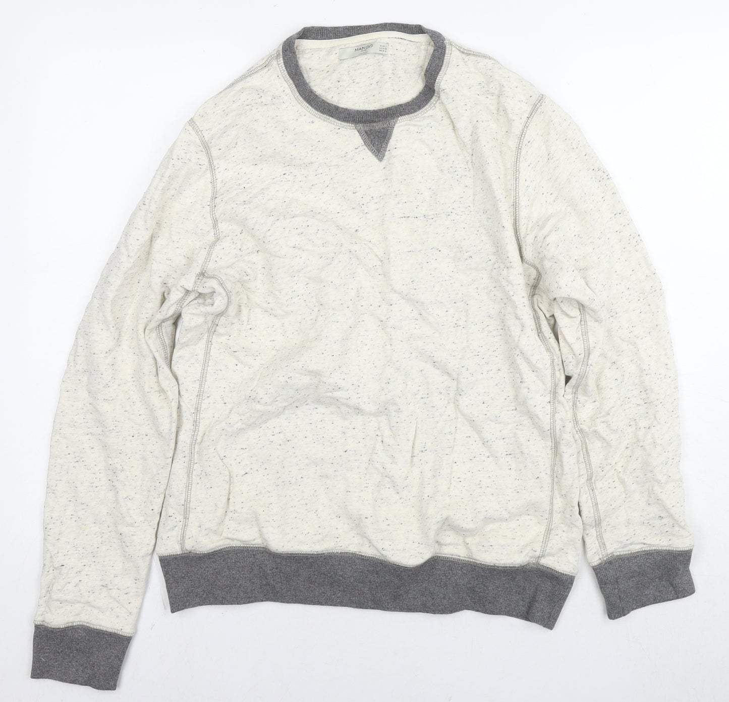 Mango Mens Beige Cotton Pullover Sweatshirt Size L