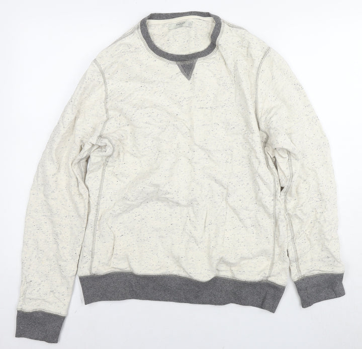 Mango Mens Beige Cotton Pullover Sweatshirt Size L