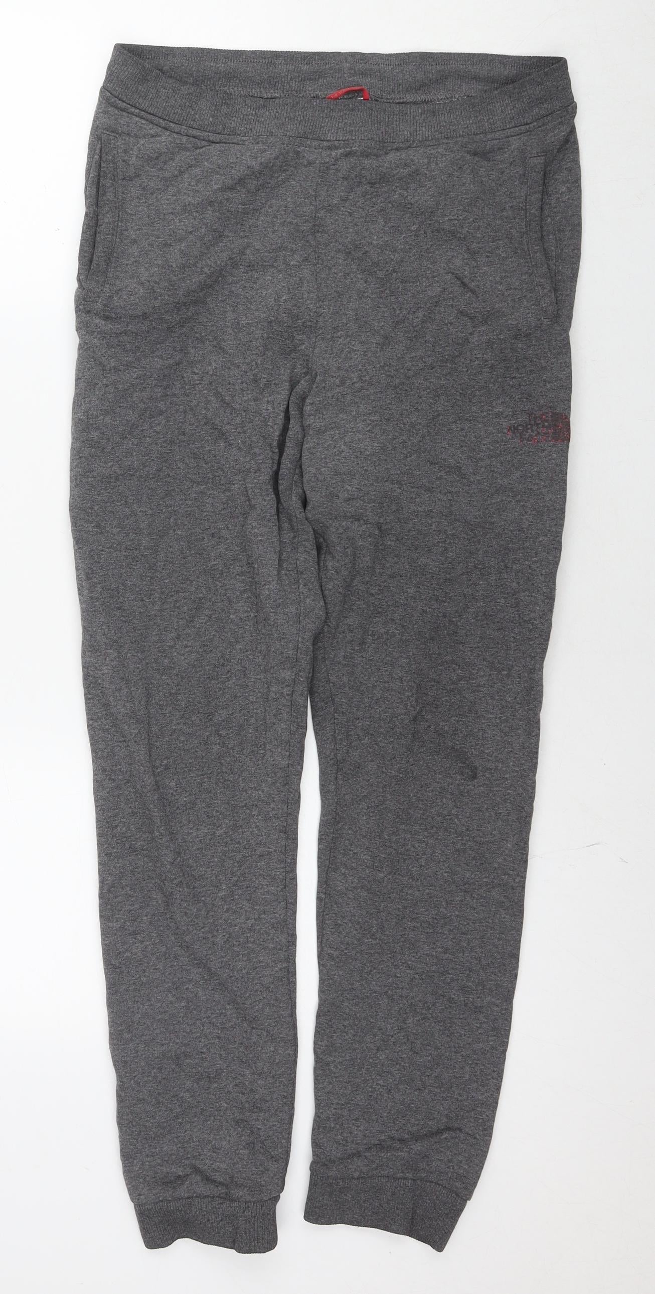 The North Face Boys Grey Cotton Jogger Trousers Size XL L27 in Regular Drawstring