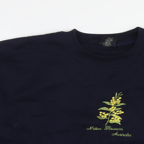Acacia Womens Blue Cotton Pullover Sweatshirt Size L Pullover - Flower Australia