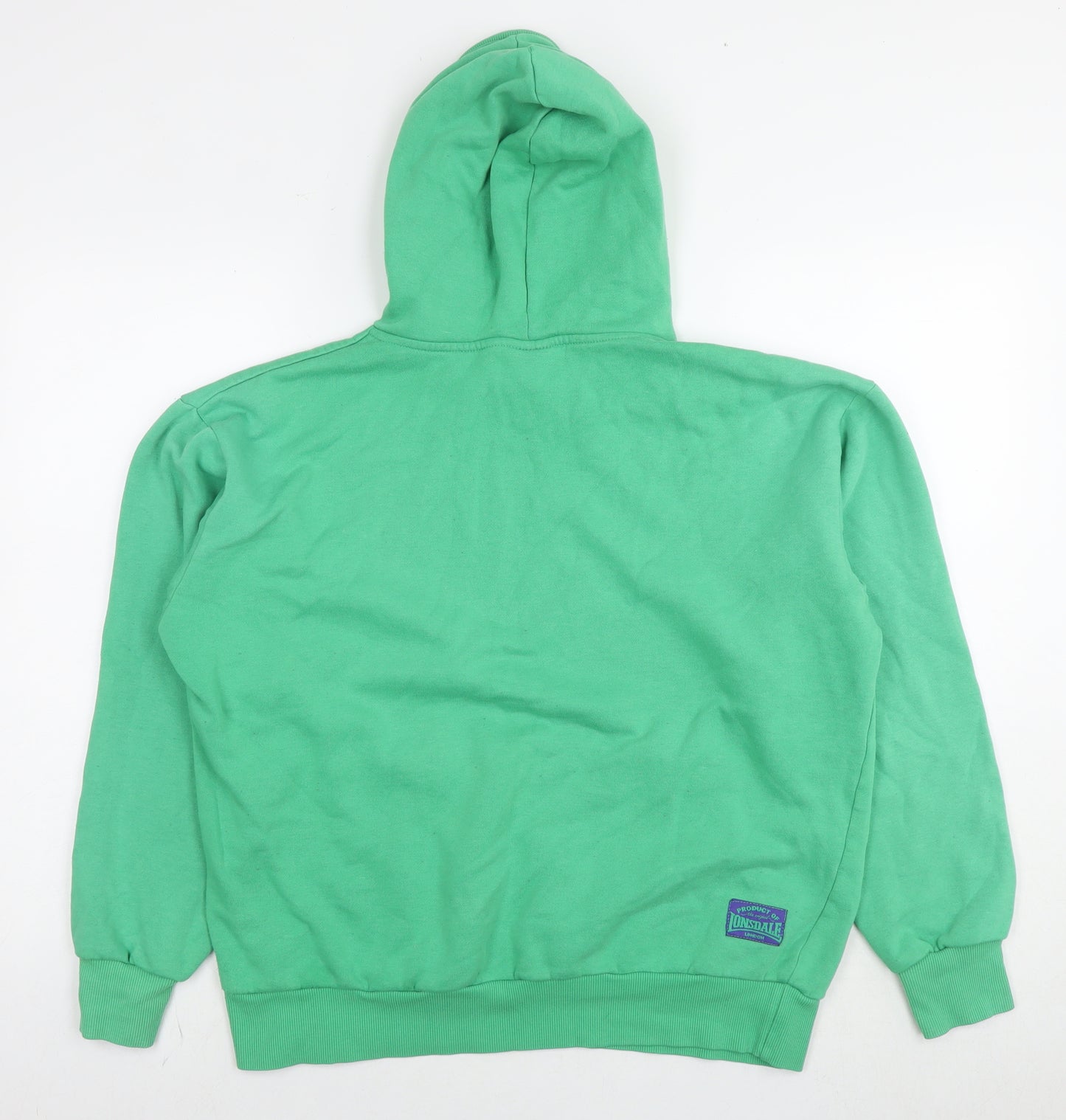 Lonsdale Mens Green Cotton Pullover Hoodie Size L