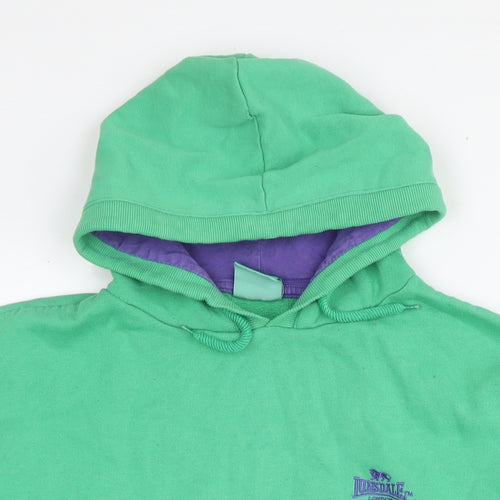 Lonsdale Mens Green Cotton Pullover Hoodie Size L