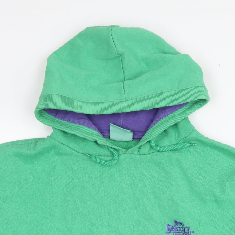 Lonsdale Mens Green Cotton Pullover Hoodie Size L