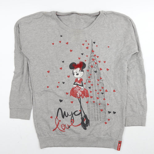 Minnie Mouse Girls Grey Cotton Tunic Sweatshirt Size 13-14 Years Pullover - Minnie Loves Paris