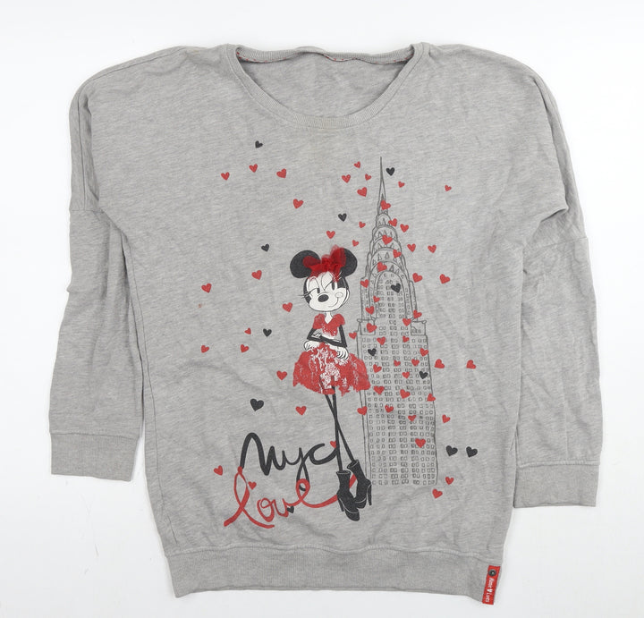Minnie Mouse Girls Grey Cotton Tunic Sweatshirt Size 13-14 Years Pullover - Minnie Loves Paris