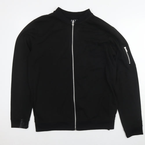 Boohoo Mens Black Cotton Full Zip Sweatshirt Size M