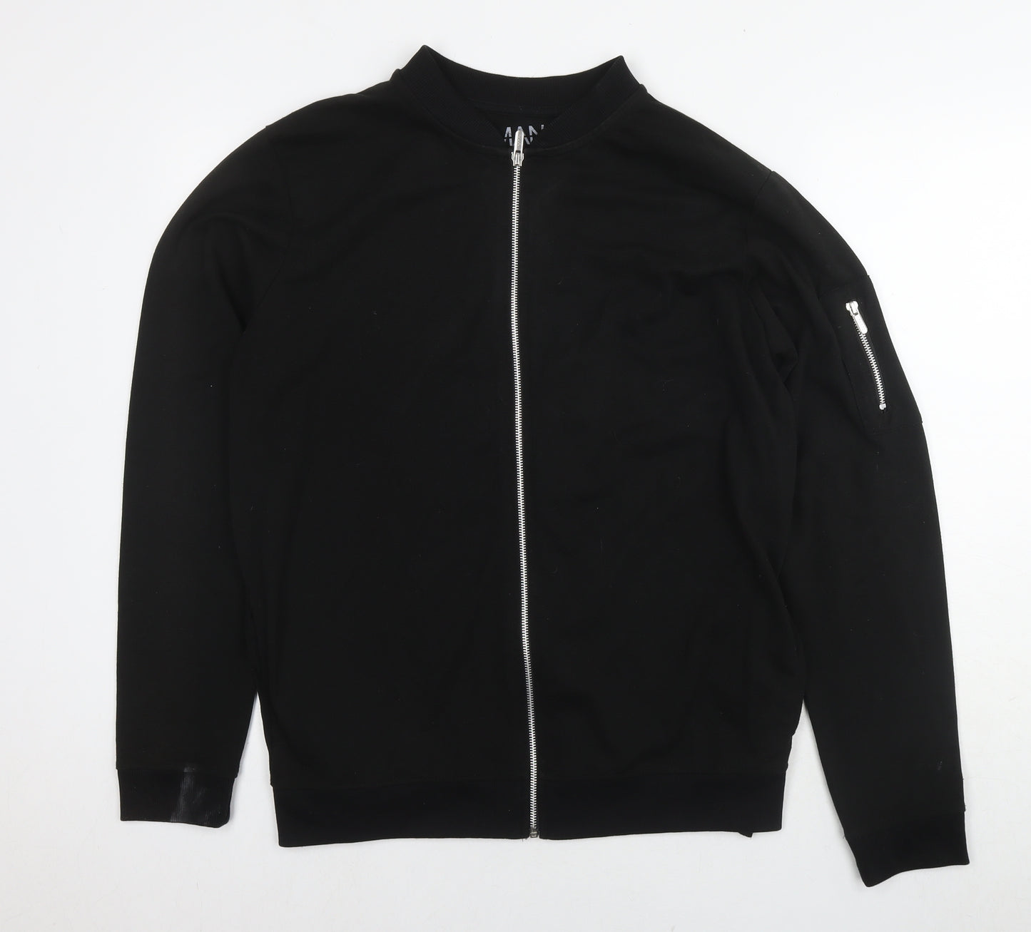 Boohoo Mens Black Cotton Full Zip Sweatshirt Size M