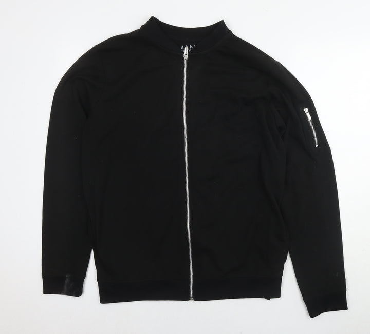 Boohoo Mens Black Cotton Full Zip Sweatshirt Size M
