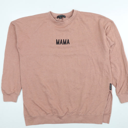 Missguided Womens Beige Cotton Pullover Sweatshirt Size 10 Pullover - Logo