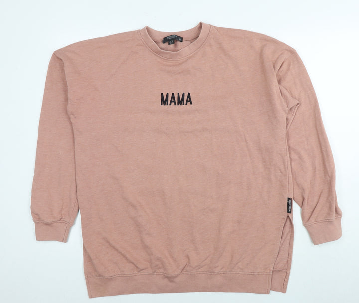 Missguided Womens Beige Cotton Pullover Sweatshirt Size 10 Pullover - Logo
