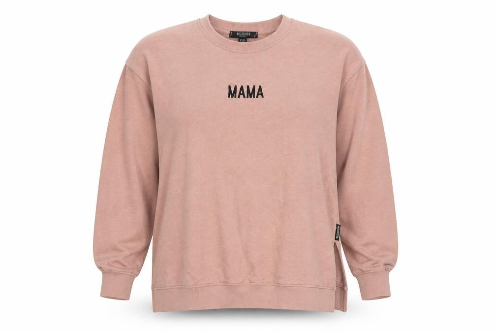 Front view of Missguided women’s beige cotton pullover sweatshirt, size UK 10, pullover - logo