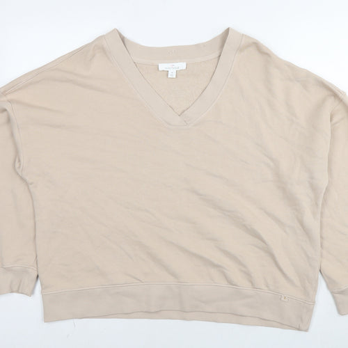 Botique Womens Beige Cotton Pullover Sweatshirt Size M Pullover