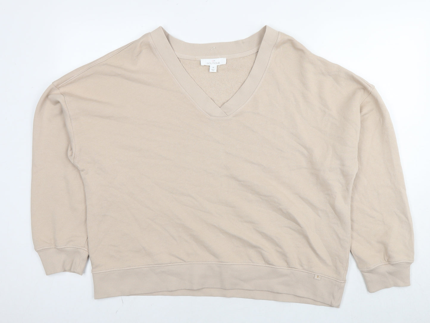Botique Womens Beige Cotton Pullover Sweatshirt Size M Pullover