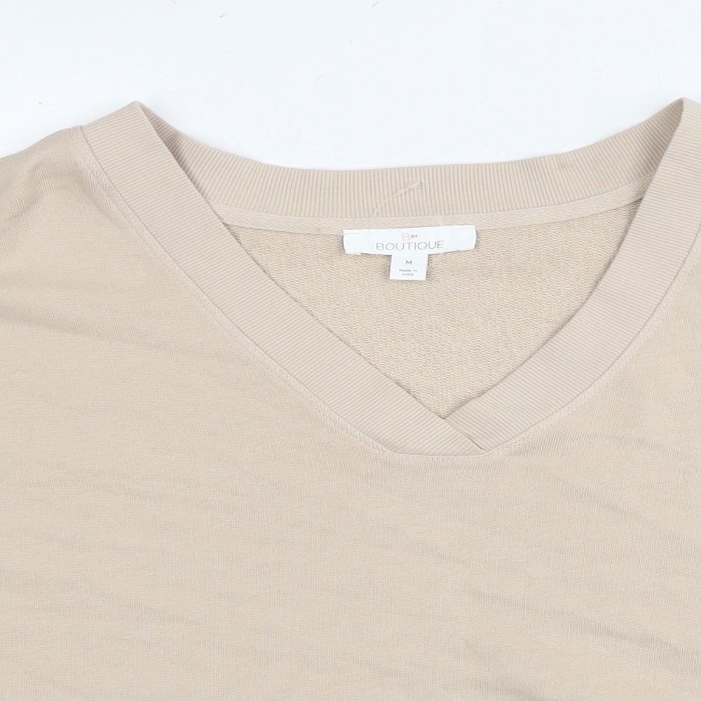 Botique Womens Beige Cotton Pullover Sweatshirt Size M Pullover