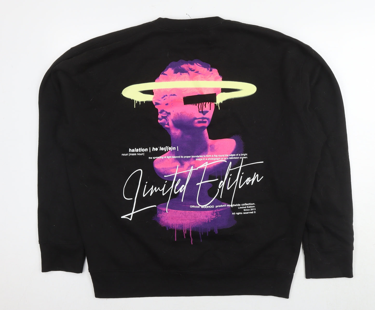 Boohoo Mens Black Cotton Pullover Sweatshirt Size M - Worldwide Collection