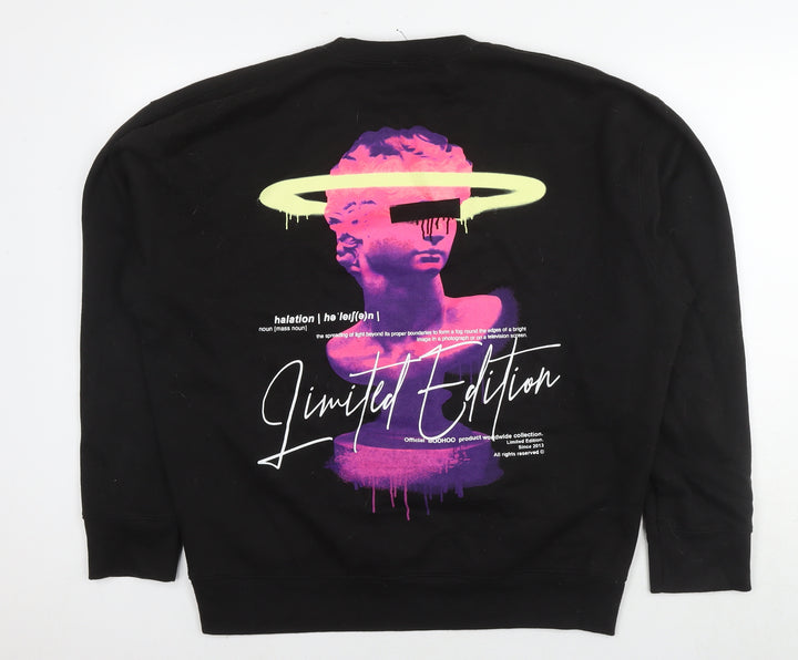 Boohoo Mens Black Cotton Pullover Sweatshirt Size M - Worldwide Collection