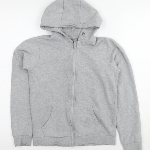 M&Co Girls Grey Cotton Full Zip Hoodie Size 11-12 Years Zip