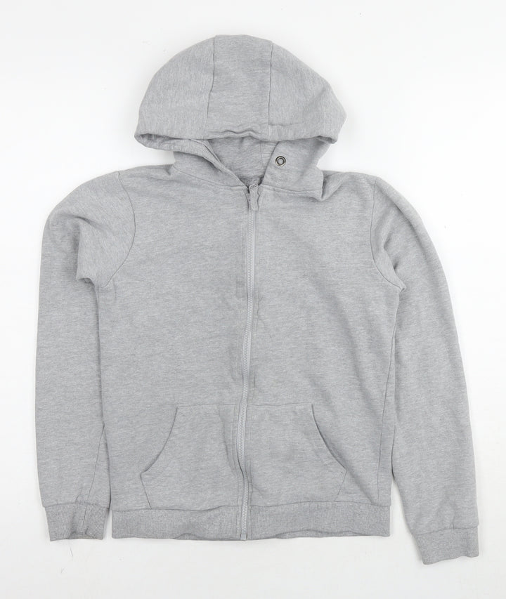 M&Co Girls Grey Cotton Full Zip Hoodie Size 11-12 Years Zip