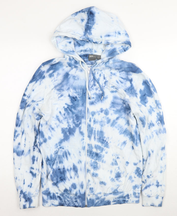 ASOS Womens Blue Geometric Cotton Full Zip Hoodie Size XS Zip
