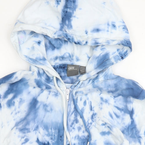 ASOS Womens Blue Geometric Cotton Full Zip Hoodie Size XS Zip