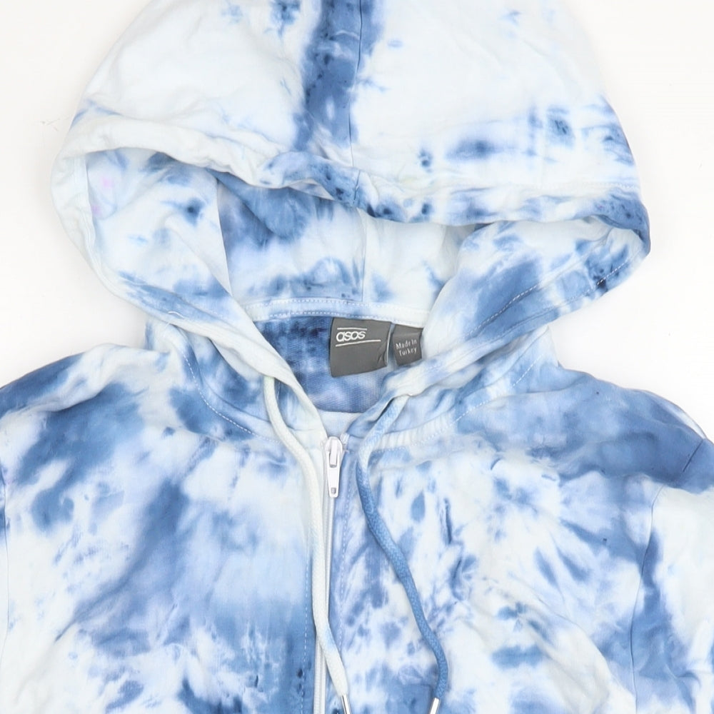 ASOS Womens Blue Geometric Cotton Full Zip Hoodie Size XS Zip