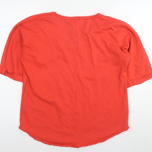 Marks and Spencer Womens Red Cotton Basic T-Shirt Size 10 V-Neck