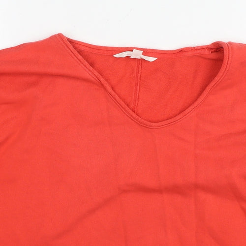 Marks and Spencer Womens Red Cotton Basic T-Shirt Size 10 V-Neck