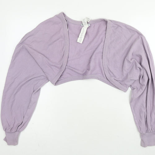 Zara Womens Purple V-Neck Cotton Shrug Jumper Size S - Cropped