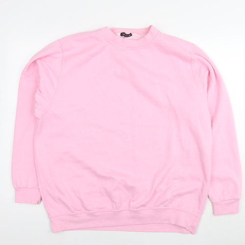 Boohoo Womens Pink Cotton Pullover Sweatshirt Size XL Pullover - LA