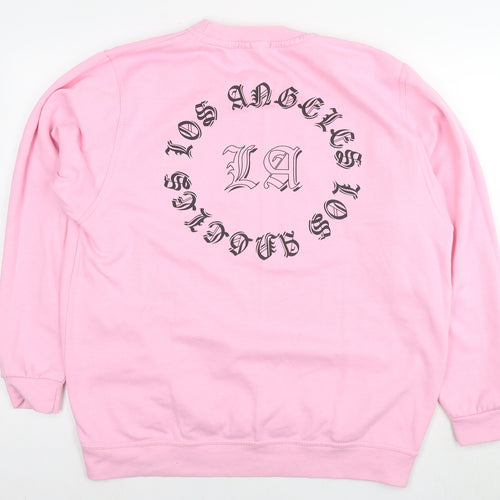 Boohoo Womens Pink Cotton Pullover Sweatshirt Size XL Pullover - LA