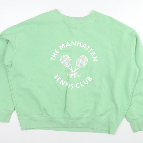 H&M Womens Green Cotton Pullover Sweatshirt Size M Pullover - Tennis Club