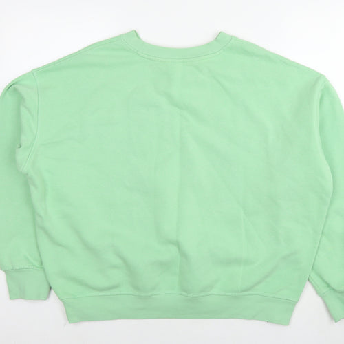 H&M Womens Green Cotton Pullover Sweatshirt Size M Pullover - Tennis Club