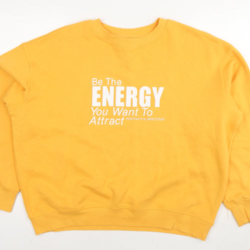 H&M Womens Yellow Cotton Pullover Sweatshirt Size M Pullover - The energy you want to attract