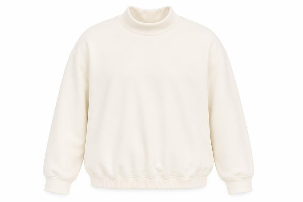 Front view of Marks & Spencer women’s beige cotton pullover sweatshirt, size M, pullover