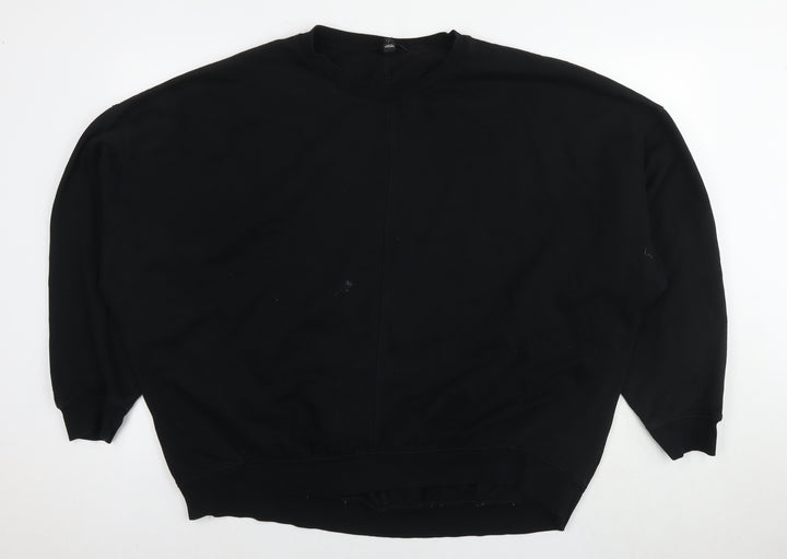 River Island Womens Black Cotton Pullover Sweatshirt Size L Pullover