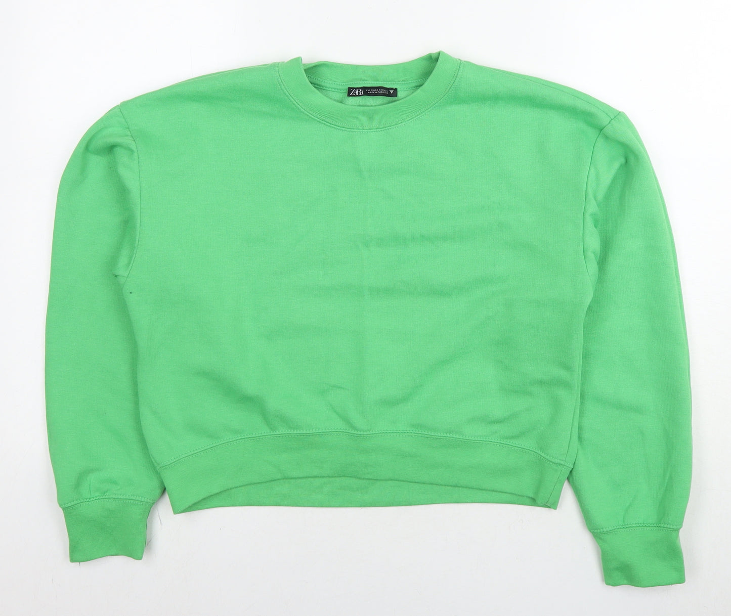Zara Womens Green Cotton Pullover Sweatshirt Size S Pullover