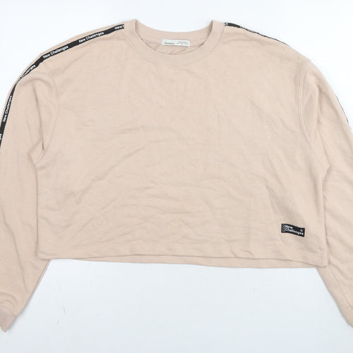 Pull&Bear Womens Beige Cotton Pullover Sweatshirt Size XL Pullover