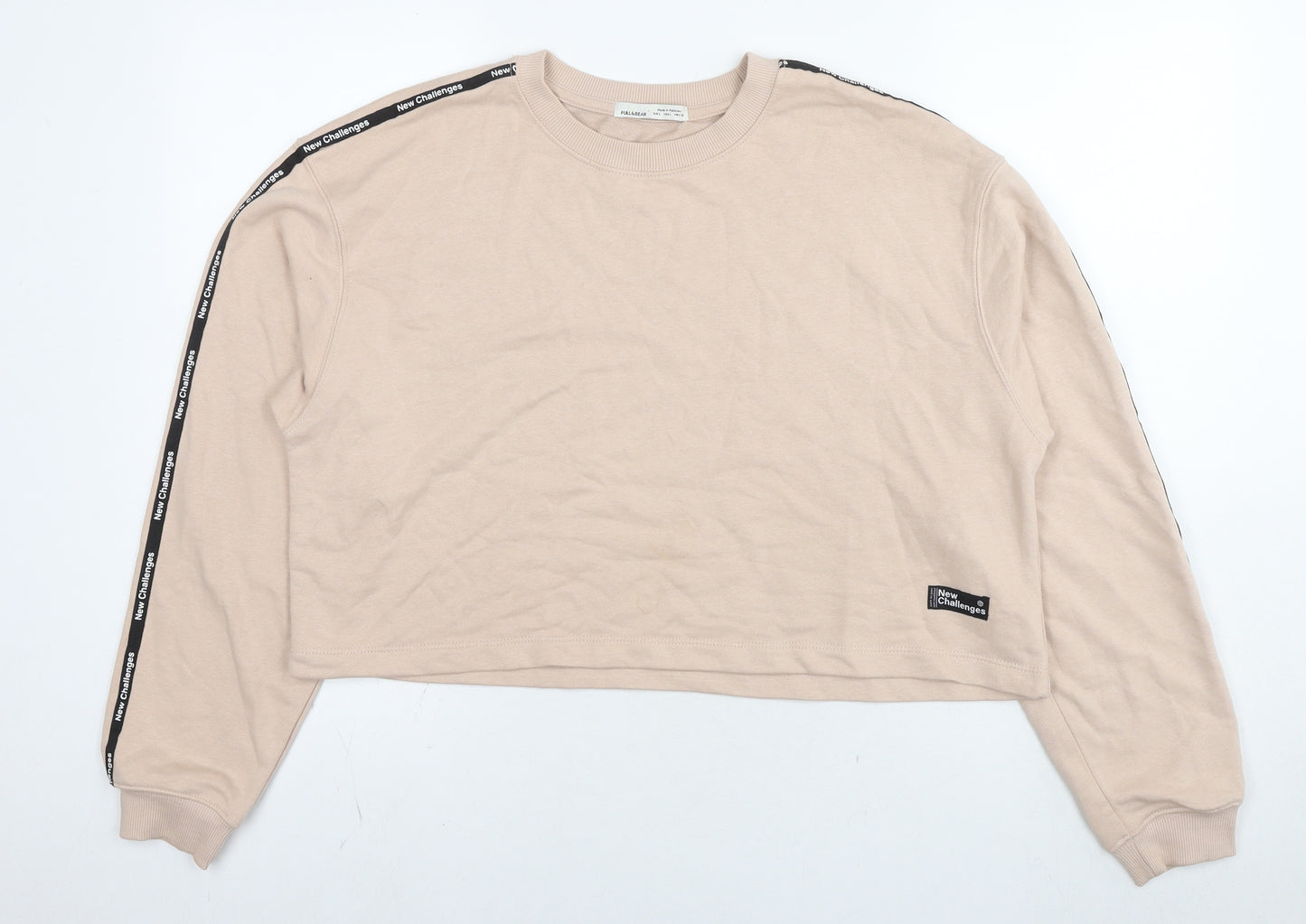 Pull&Bear Womens Beige Cotton Pullover Sweatshirt Size XL Pullover